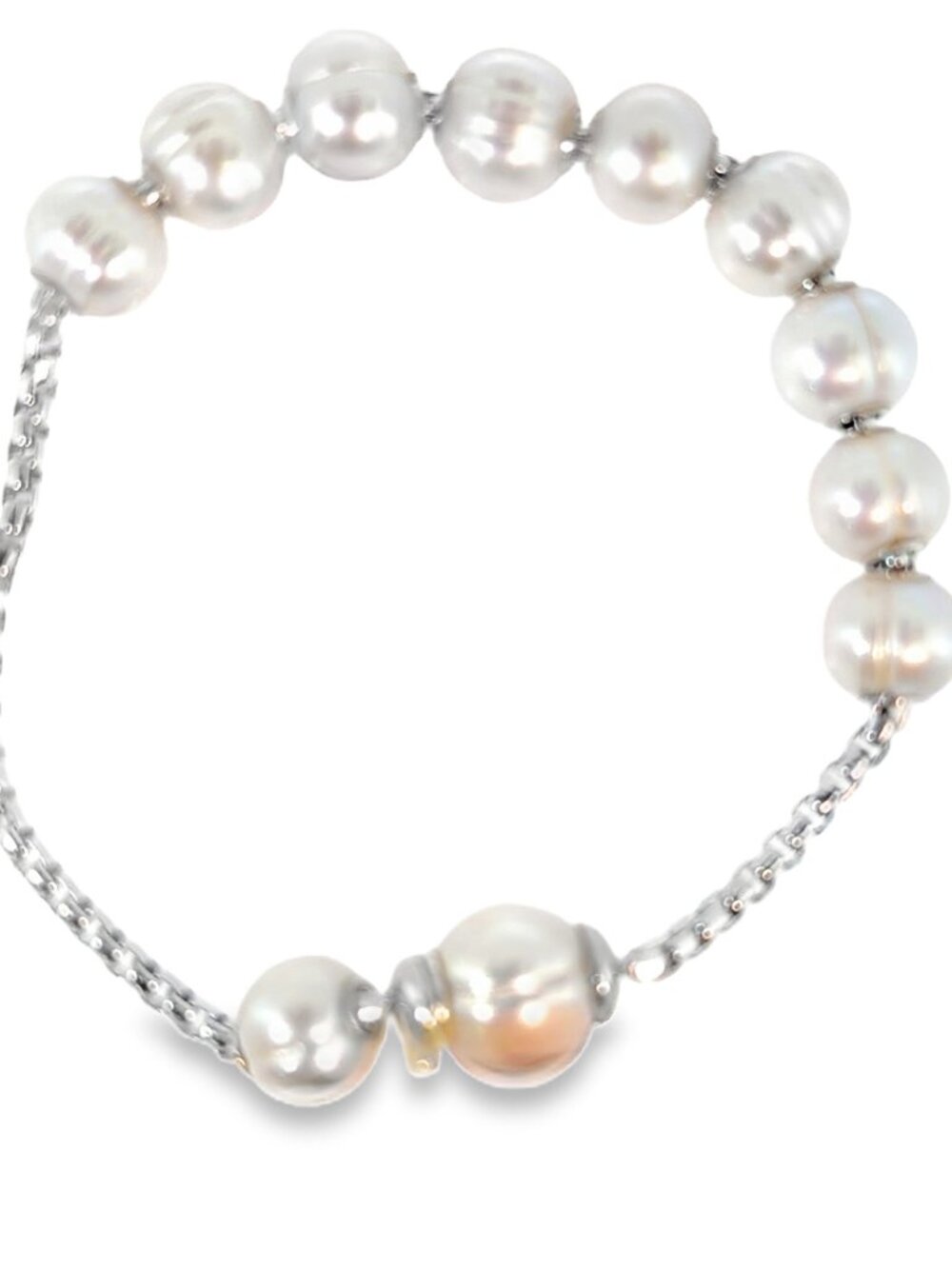 Silver and pearl bracelet